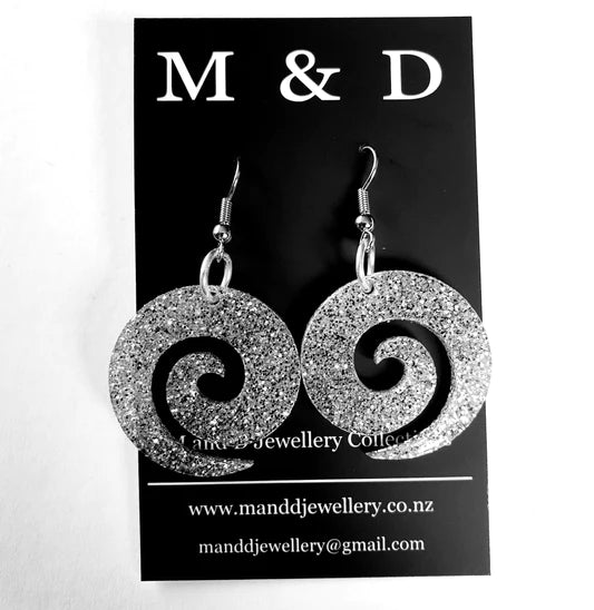 M and D Jewellery - Little Koru | Black Glitter