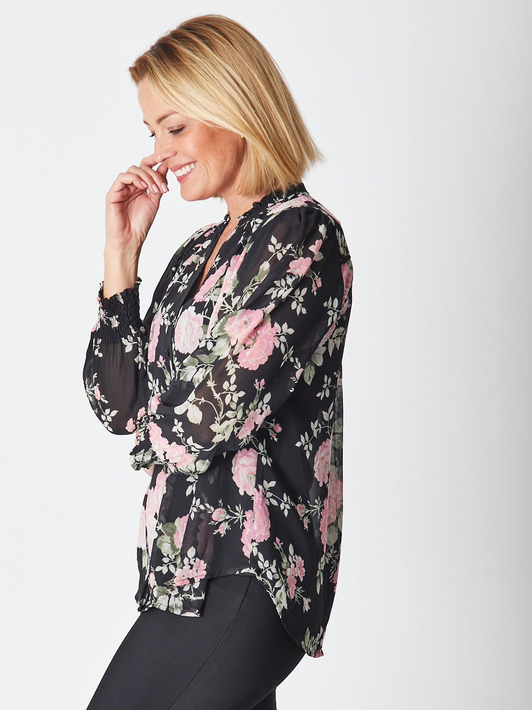 Cordelia St Rozell Chiffon Blouse - Black/Pink
