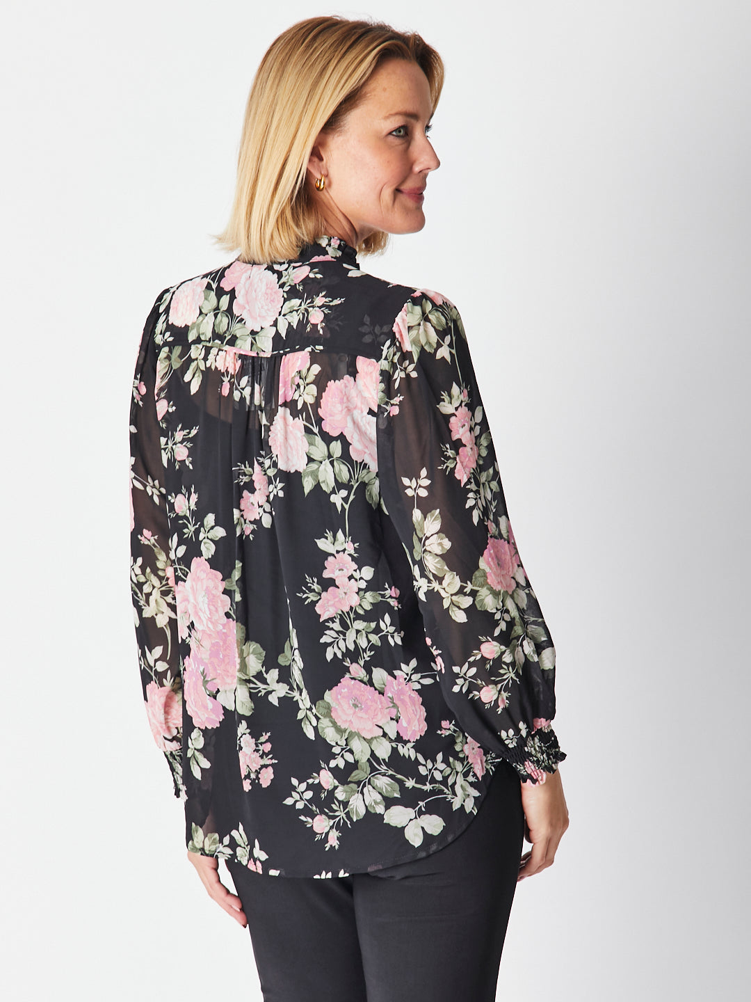 Cordelia St Rozell Chiffon Blouse - Black/Pink