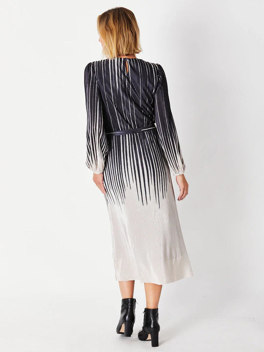 Cordelia St | Pleated Midi Dress - Black/Cream