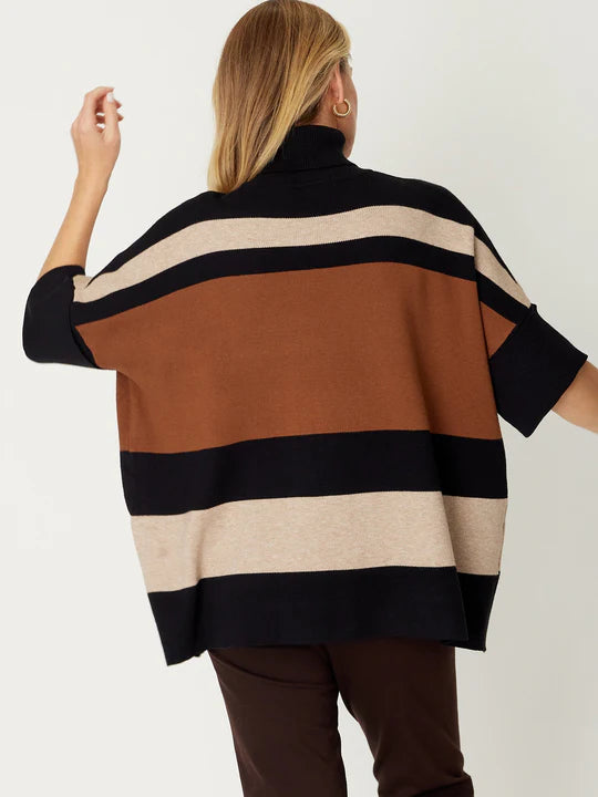 Cordelia St | Stripe Polo Long Knit - Coffee