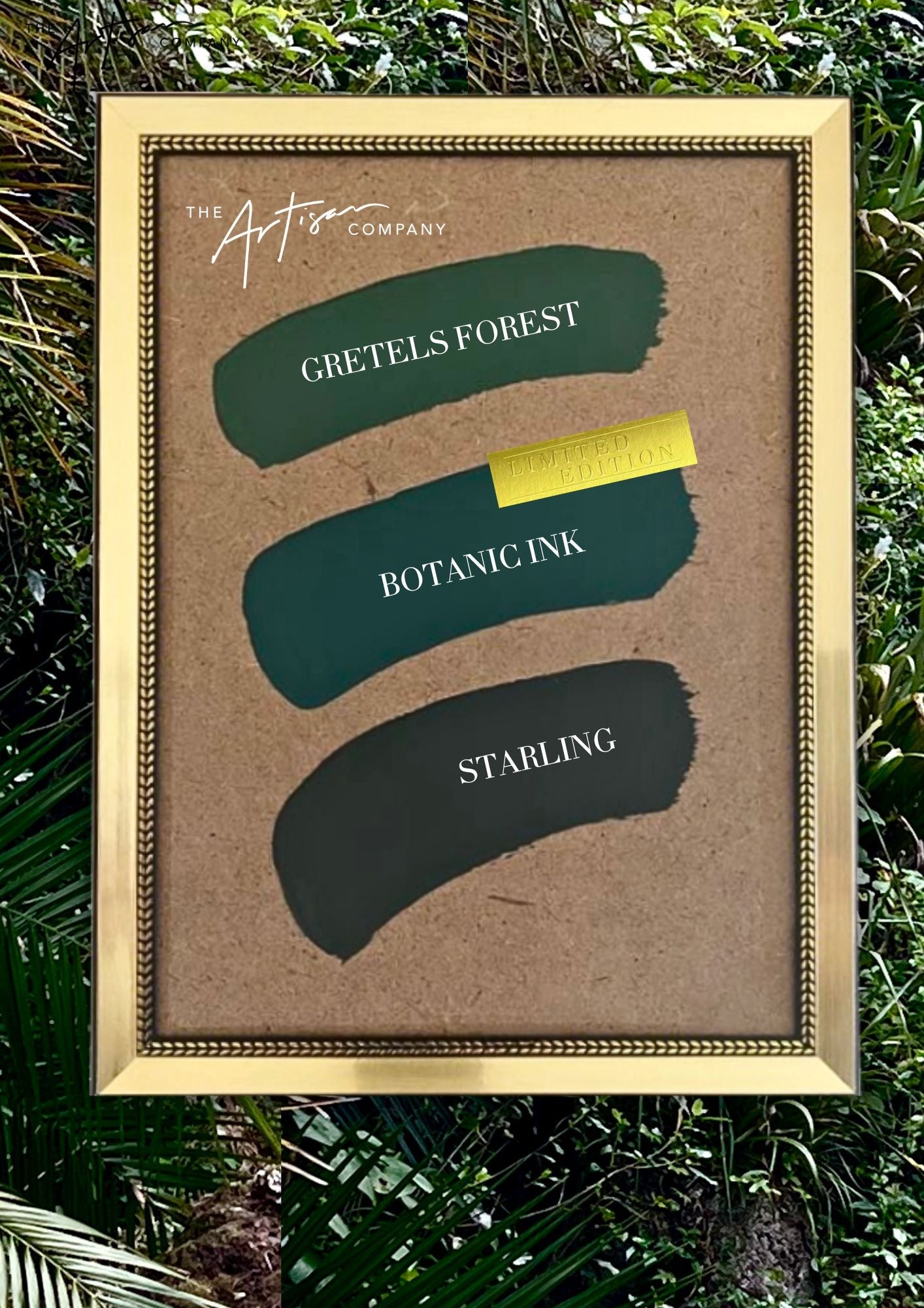 Close-up of Botanic Ink wall paint texture – ink-toned green