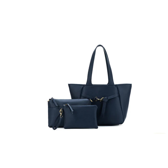 Black Caviar | Emanuela Deep Navy 3 Piece Handbag Set