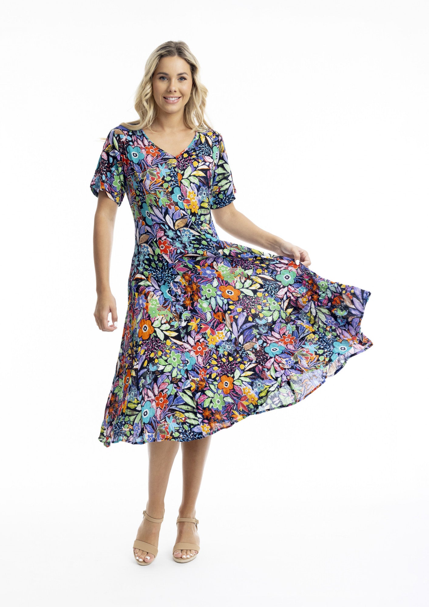 Orientique | Grenada Short Sleeve Godet Dress