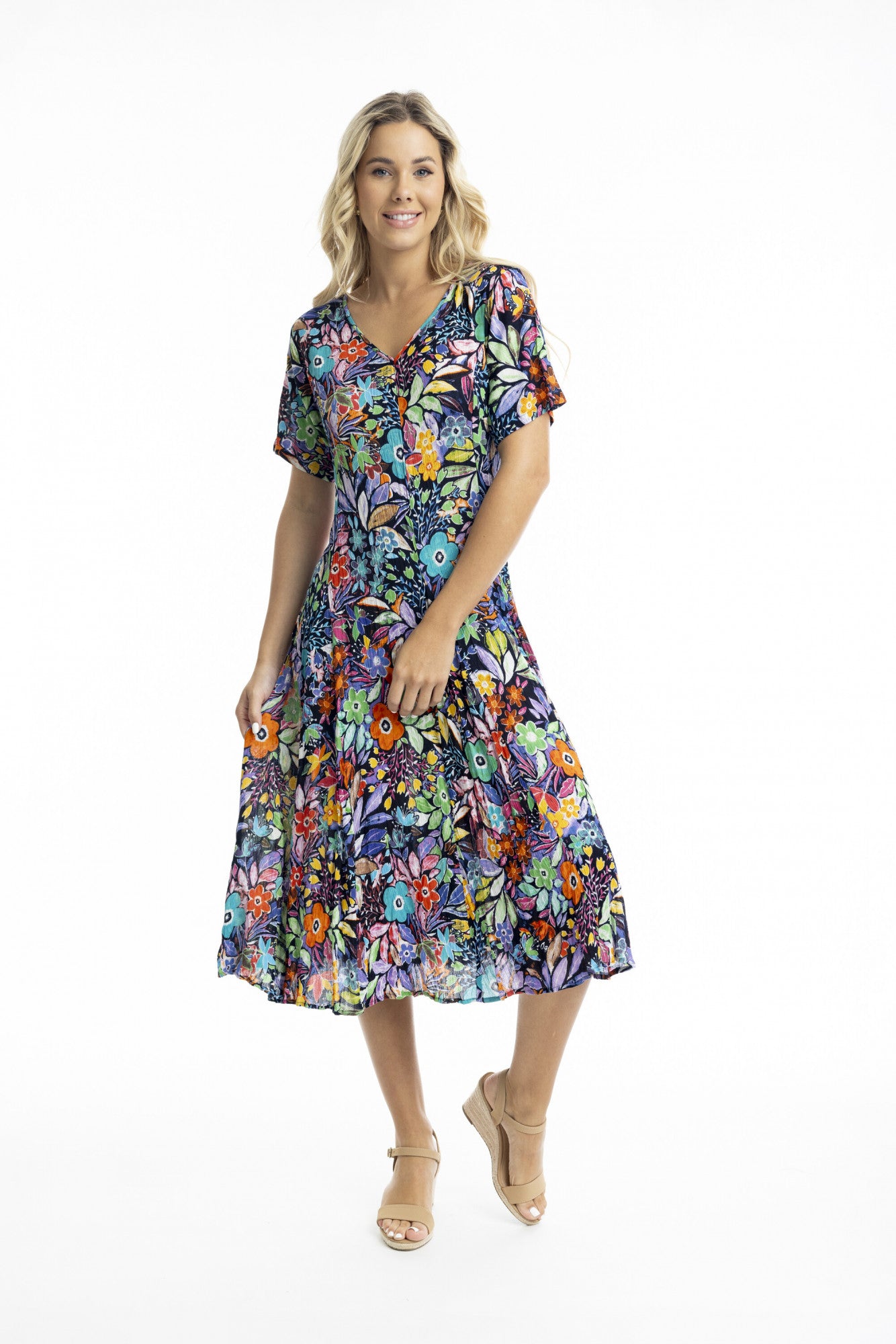 Orientique | Grenada Short Sleeve Godet Dress