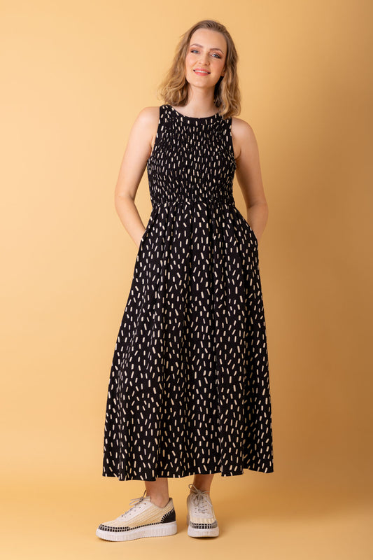 Amaya | Zippy Midi Dress Sprinkle Black
