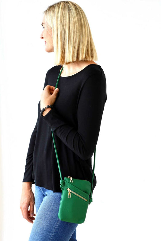 ARCHER HOUSE-Long Cross Body Shoulder Strap Bag| Emerald Green