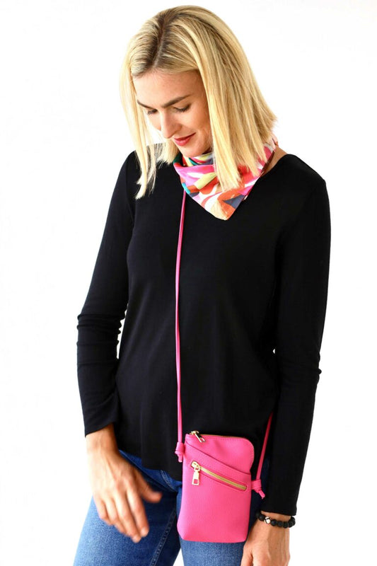 ARCHER HOUSE-Long Cross Body Shoulder Strap Bag| Hot Pink