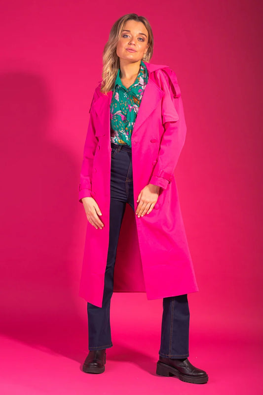 Charlo By Augustine | Lisa Cotton Trench Coat - Hot Pink