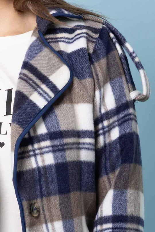 Amaya | Emma Cropped Trench Blue Tartan