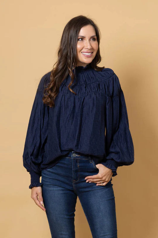 Charlo | Jontee Long Sleeve Blouse Navy