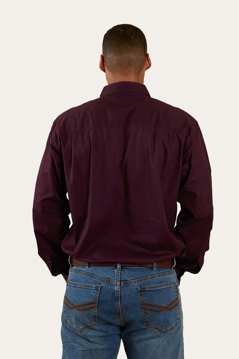 Ringers - King River Mens Half Button work shirt | Aubergine