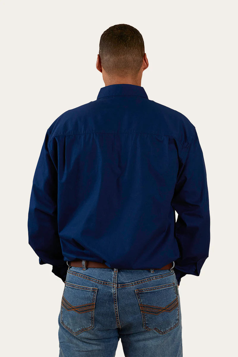Ringers Western - King River Mens Half Button Work Shirt |Navy