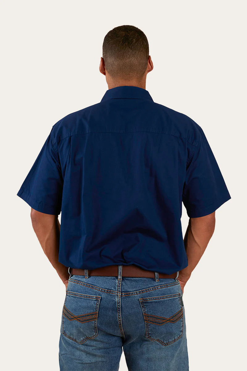 Ringers Western - Pack Saddle Mens Short Sleeve Half button Work Shirt | Navy