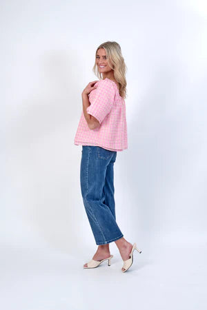 Knewe - Parade Top | Pink Check