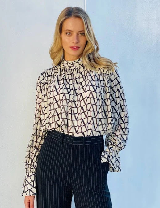 Spicy Sugar Printed Bell Sleeve Blouse