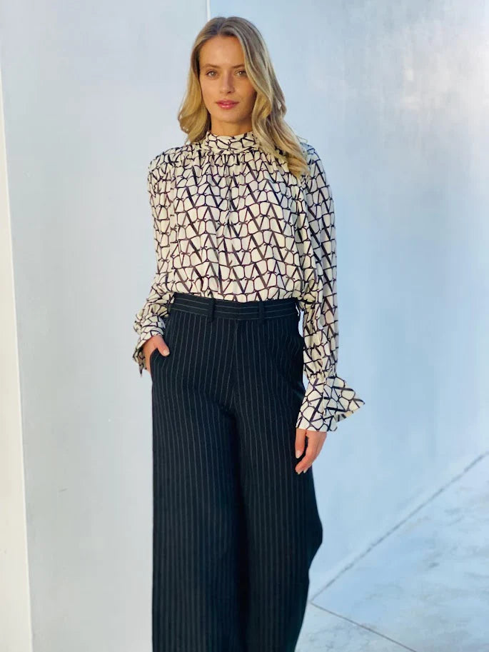 Spicy Sugar Printed Bell Sleeve Blouse