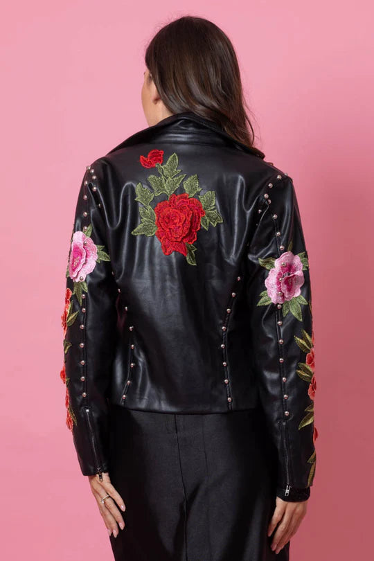 ROSIE FAUX LEATHER JACKET ROSE BLACK
