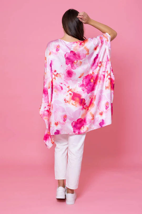 Augustine | Raven Satin Top Pink Floral
