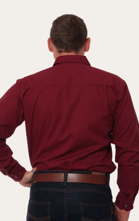 Ringers Western | King River Men's Full Button Work Shirt - Burgundy