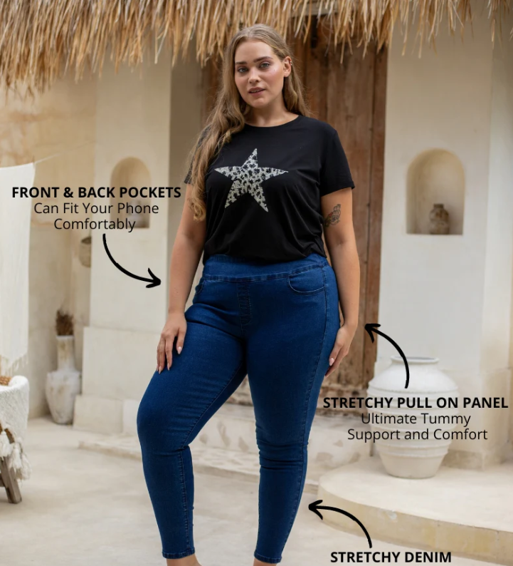 Bee Maddison | Slip on Jean - Dark Denim