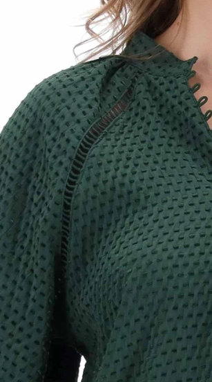 Augustine - Amaya | Riley Blouse Green Velvet Stripe