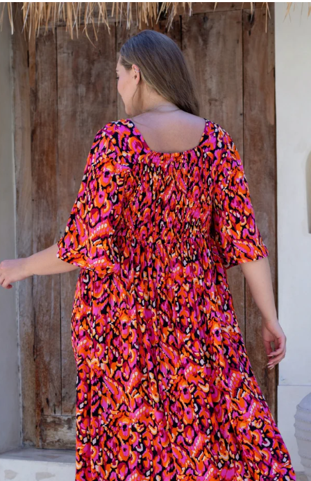 Bea Maddison | Kalani Dress - Orange/Black Multi