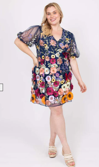 Augustine - MILLY DRESS EMBROIDERED NAVY