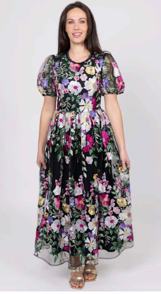 Augustine - KYLIE EMBROIDERED MAXI DRESS BLACK FLORAL