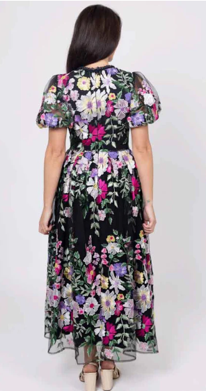 Augustine - KYLIE EMBROIDERED MAXI DRESS BLACK FLORAL