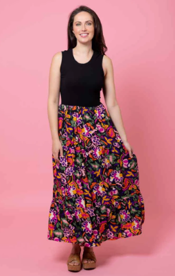 MAE SINGLET DRESS BLACK FLORAL Augustine