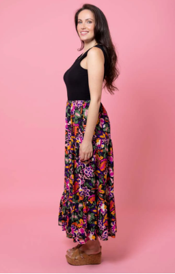 MAE SINGLET DRESS BLACK FLORAL Augustine