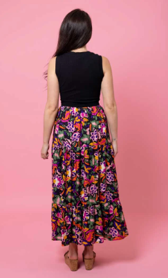 MAE SINGLET DRESS BLACK FLORAL Augustine