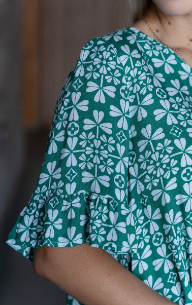 Willow Tree Green and white Top