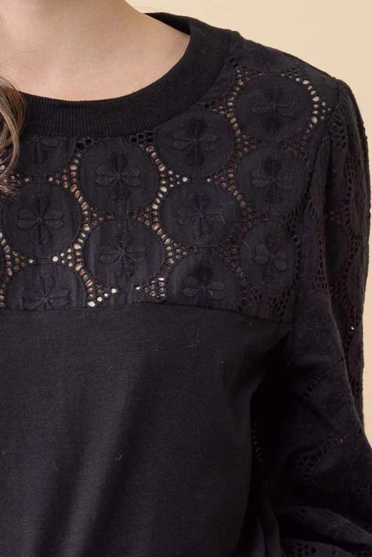 Charlo | Tommy Embroidered Top - Black