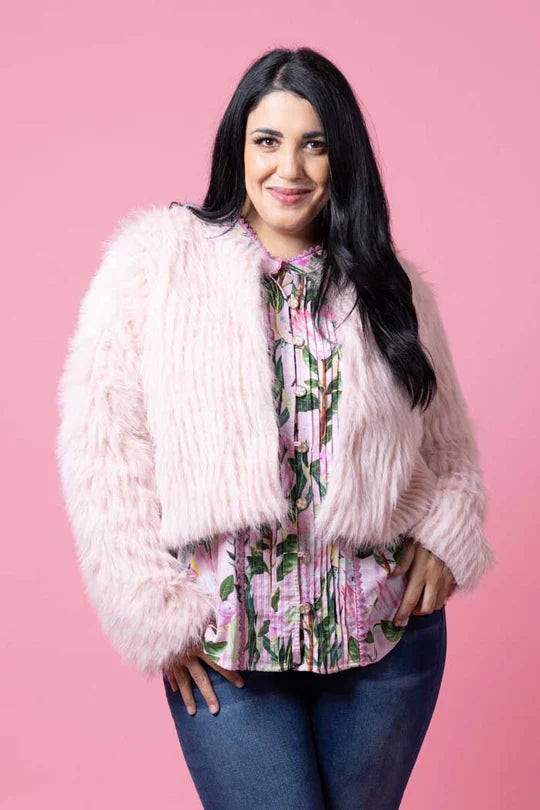 Augustine | Zoe Fur Jacket - Blush