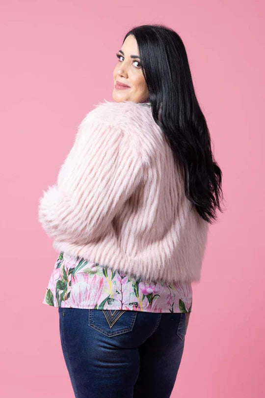 Augustine | Zoe Fur Jacket - Blush
