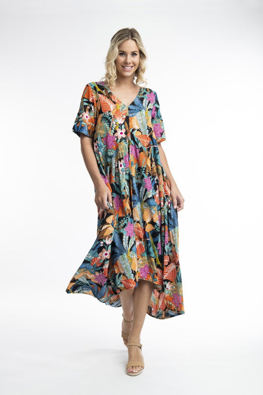 Orientique - Paphos dress Peak Short Sleeve | Print