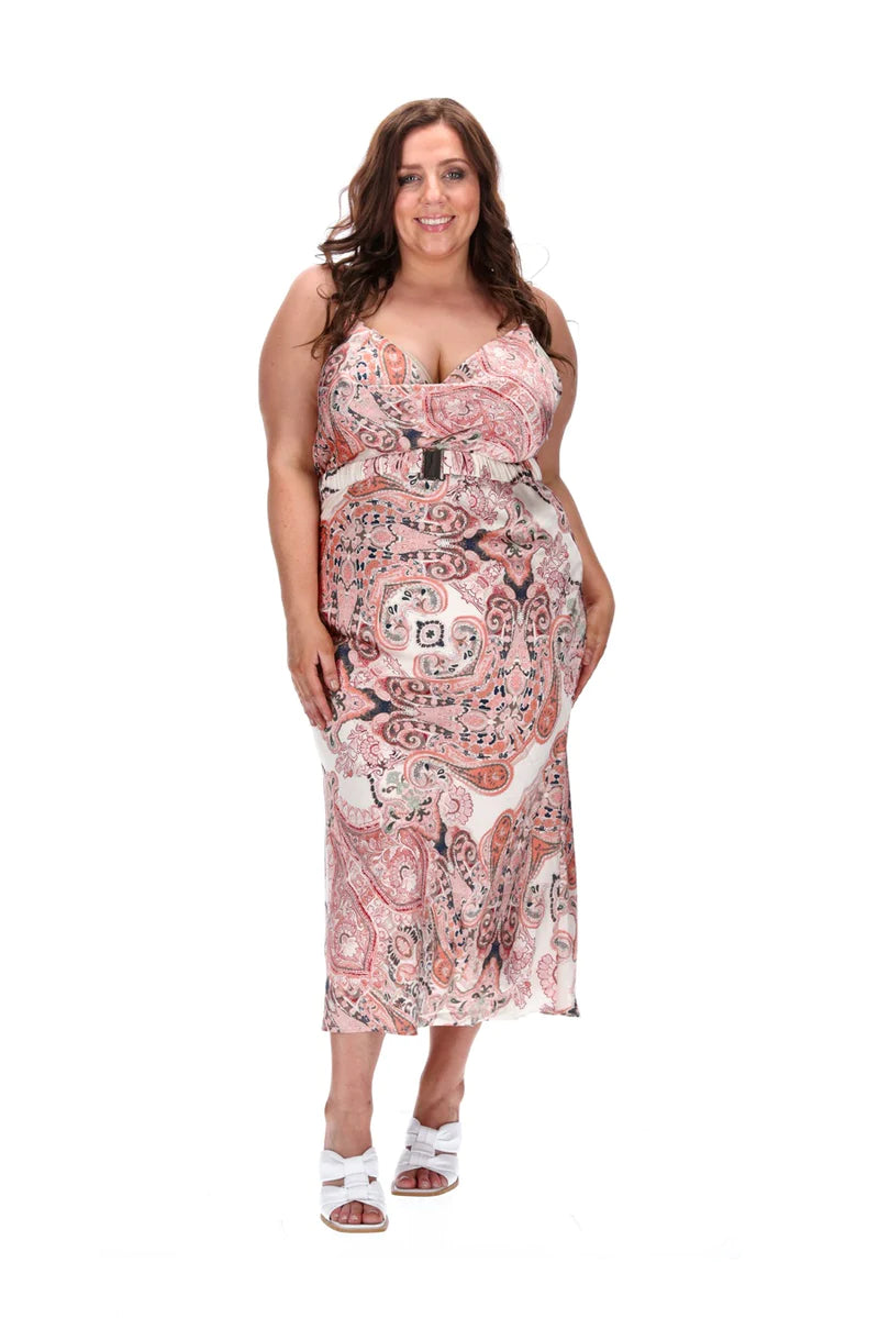 Stella Royal - Mya Midi Dress | Peach Paisley