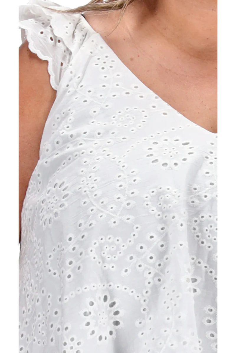 Stella Royal - Quninn V Neck Top | White