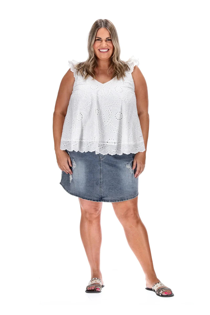 Stella Royal - Quninn V Neck Top | White