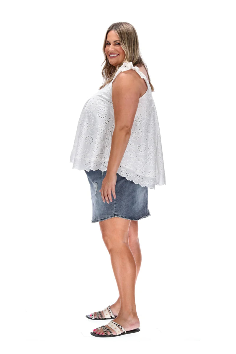 Stella Royal - Quninn V Neck Top | White