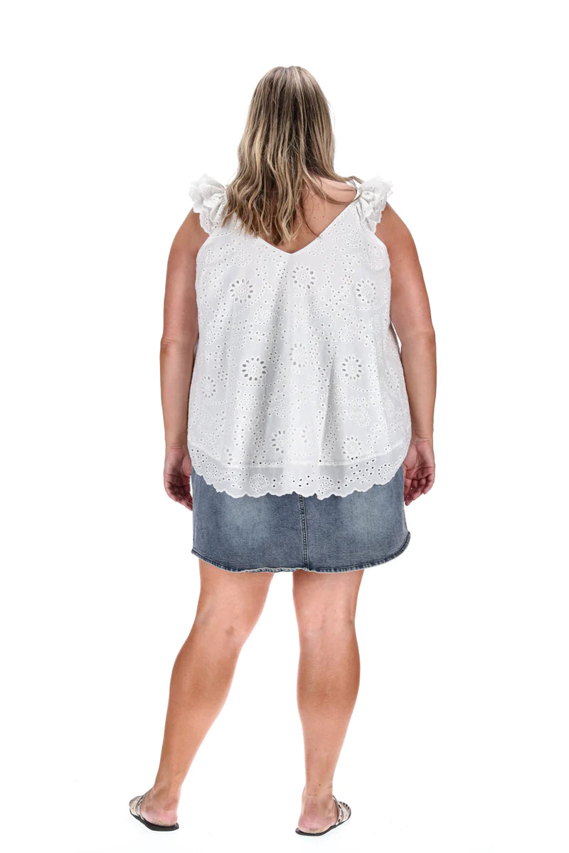 Stella Royal - Quninn V Neck Top | White