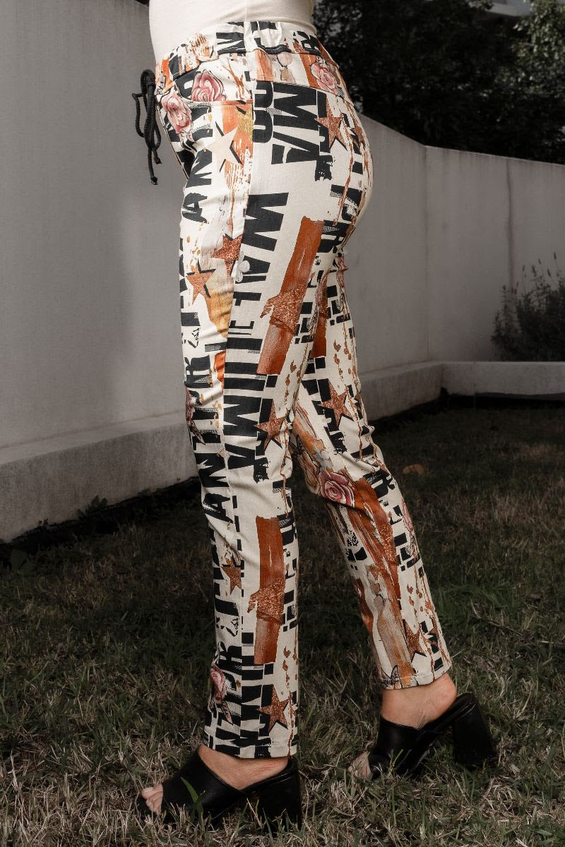 QQ Fashion | Rose Abstract Pant