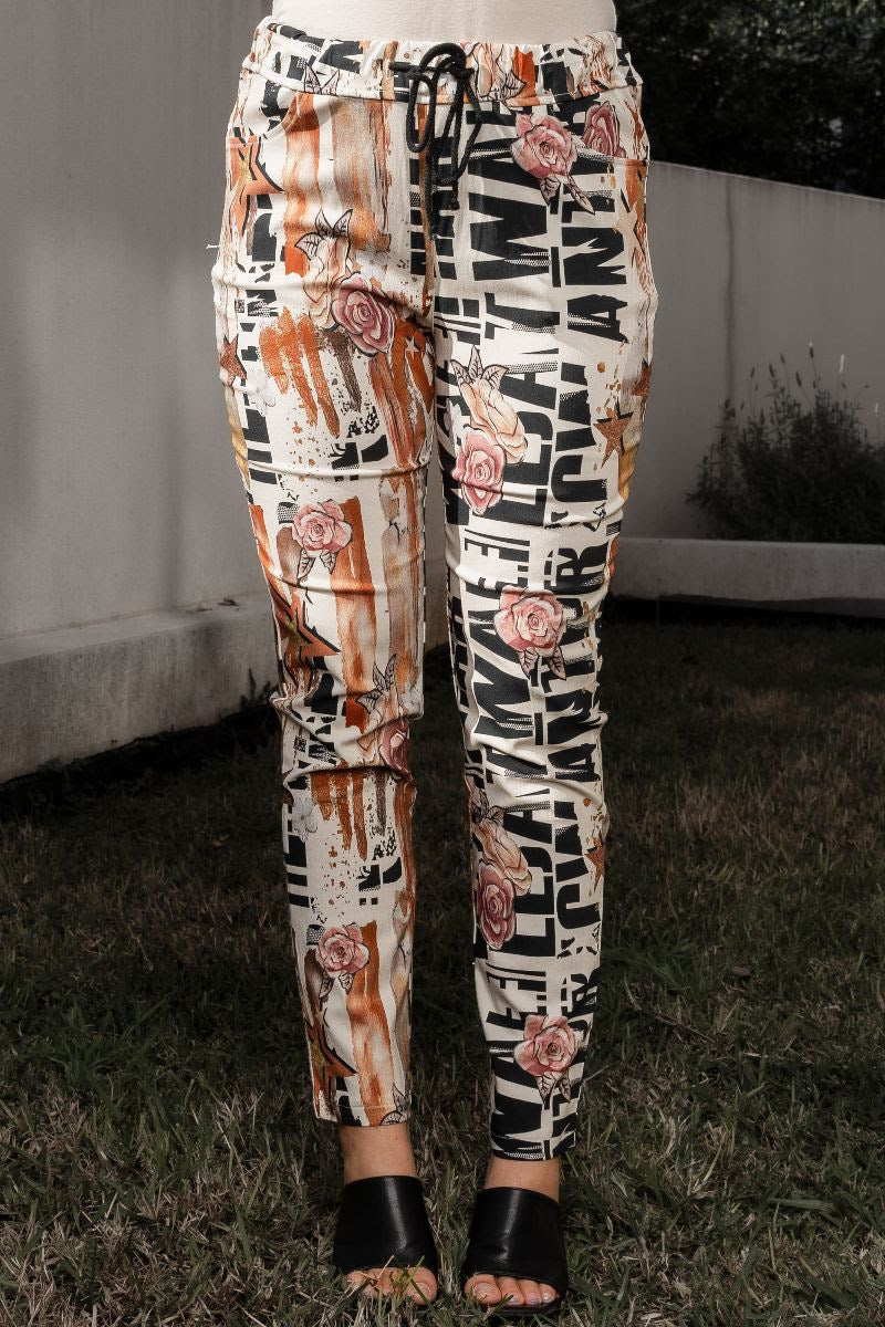 QQ Fashion | Rose Abstract Pant