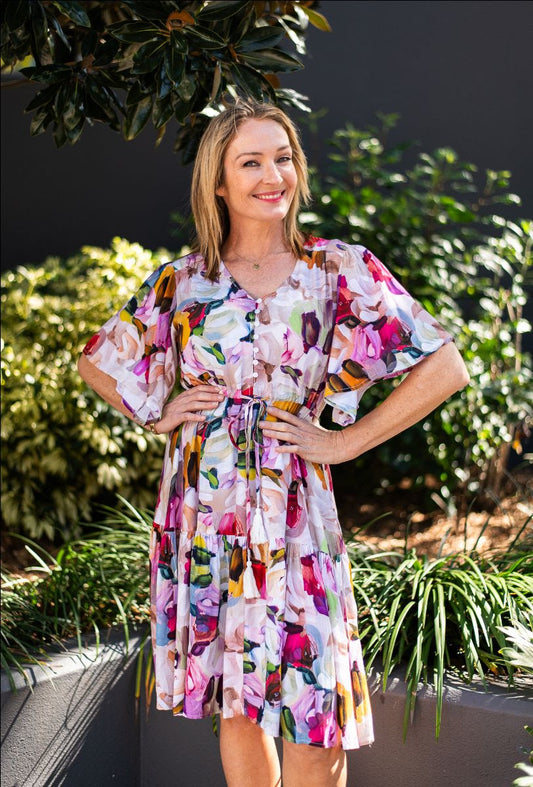 Willow Tree | Abstract Print Tiered Dress