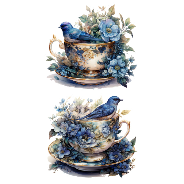 White Cloud Transfer - Vintage Tea Cups 1
