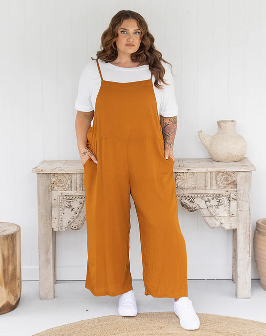 Rayon Overalls Tan