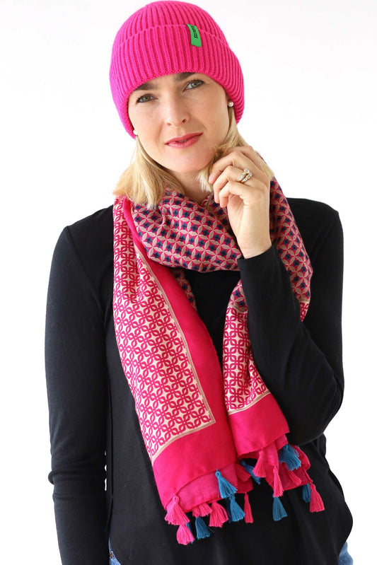 Archer House Unisex Ribbed Beanie - Hot Pink