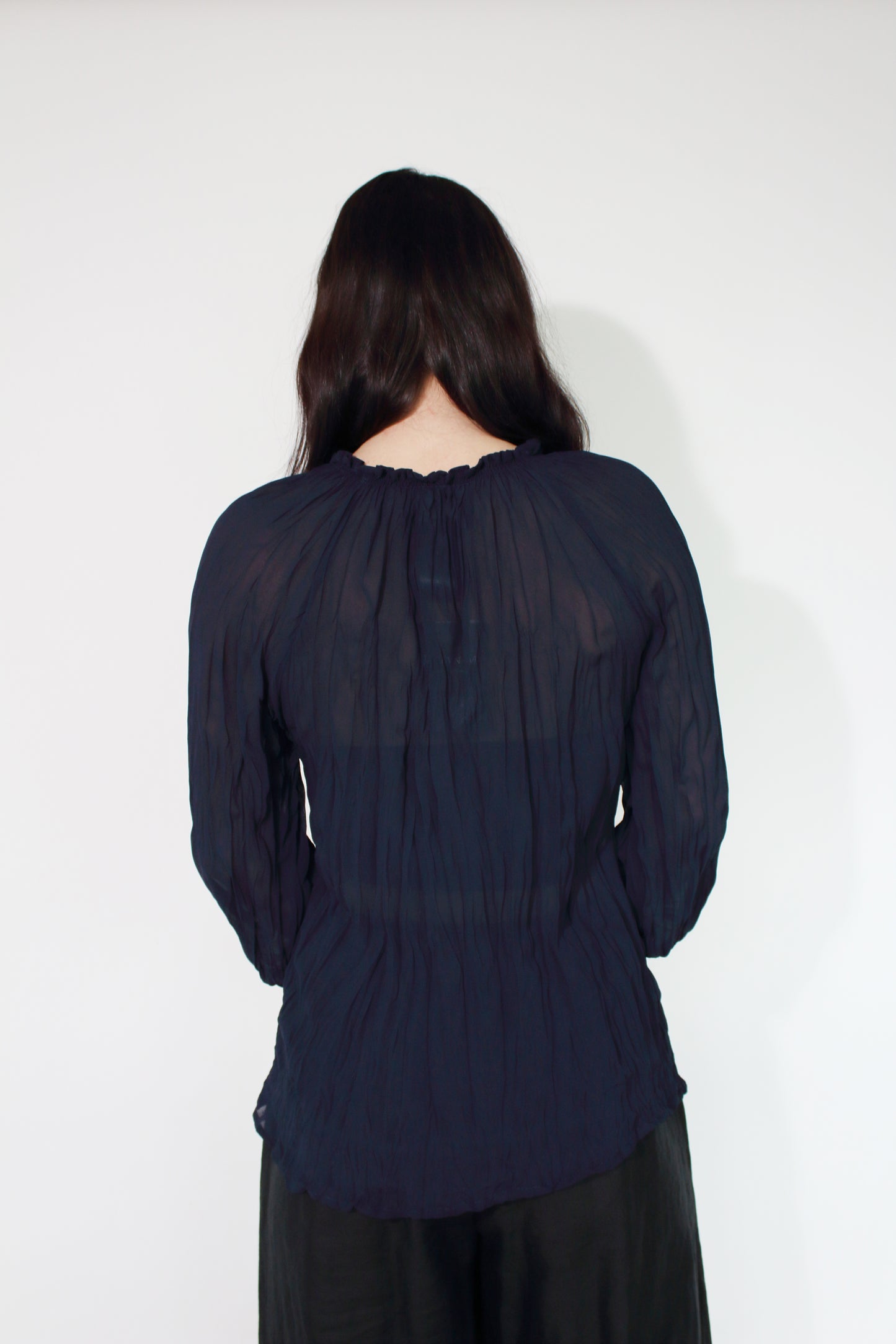 JACLYN M Grace Crinkle Blouse - Midnight